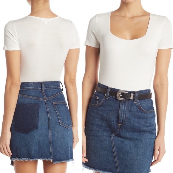 NWT Socialite Square Neck Bodysuit White Small - Picture 2 of 12